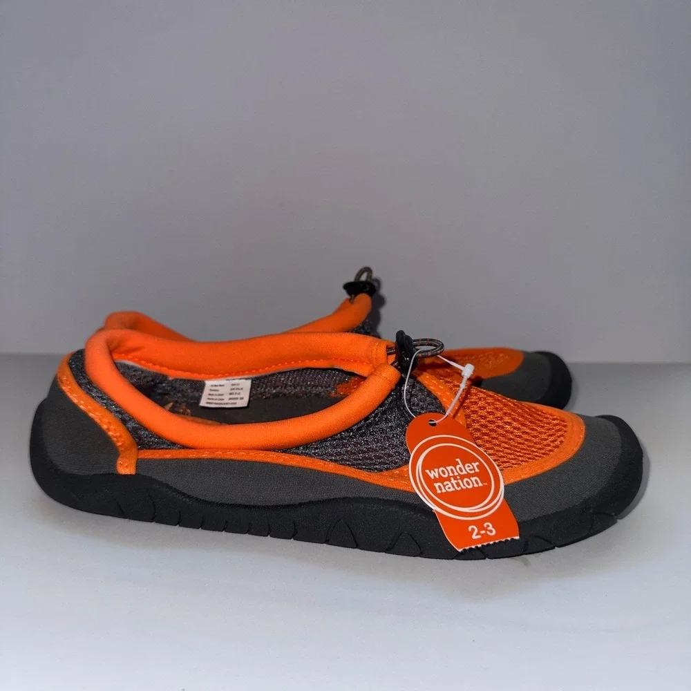 Wonder Nation Kids Gray Orange Slip On Water Shoes Size‎ 2-3